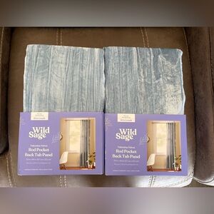 TWO NWT Blue Velvet Wild Sage Velvet Back Tab Panel